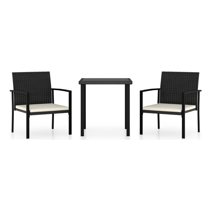 vidaXL Dining Set in Black Table and Chairs/Cream Cushions