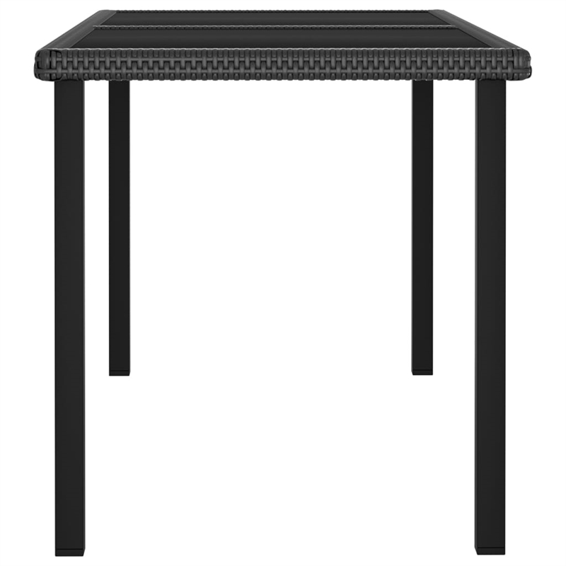vidaXL Dining Set in Black/Cream Poly Rattan/Powder-Coated Steel/Glass
