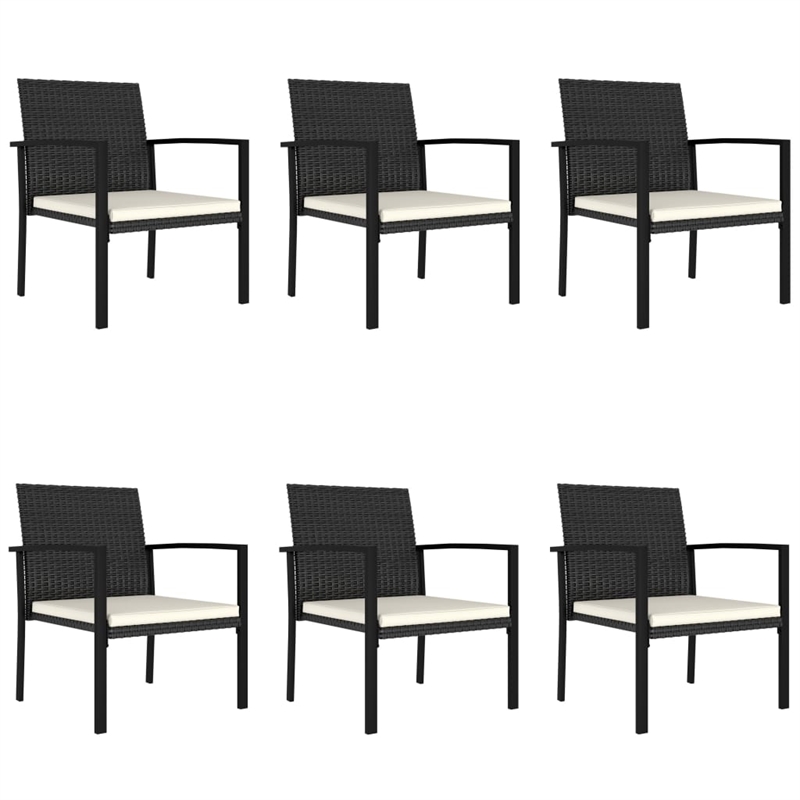 vidaXL Dining Set in Black/Cream Poly Rattan/Powder-Coated Steel/Glass