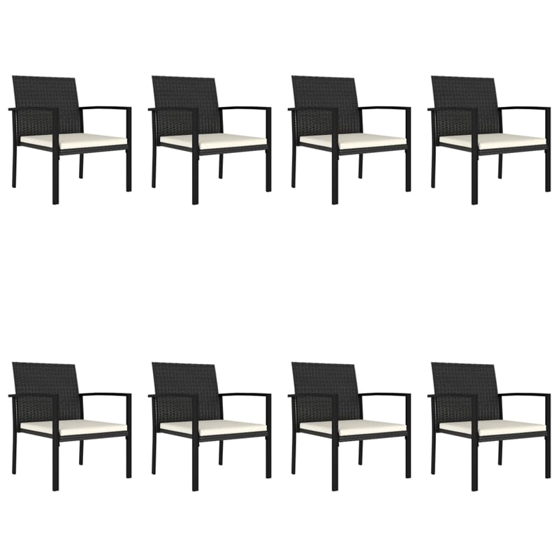 vidaXL Poly Rattan/Powder-Coated Steel/Glass Dining Set in Black