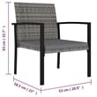 vidaXL Dining Set in Gray and Black Poly Rattan/Powder-Coated Steel Medium
