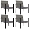 vidaXL Dining Set in Gray and Black Poly Rattan/Powder-Coated Steel Medium