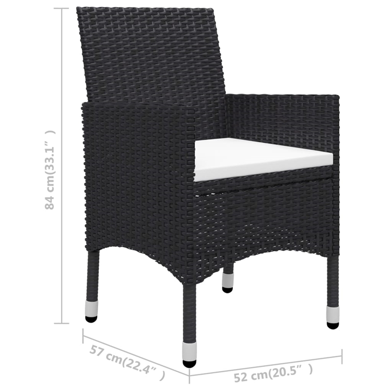 vidaXL Garden Dining Set in Black and Cream White Solid Acacia Wood Small