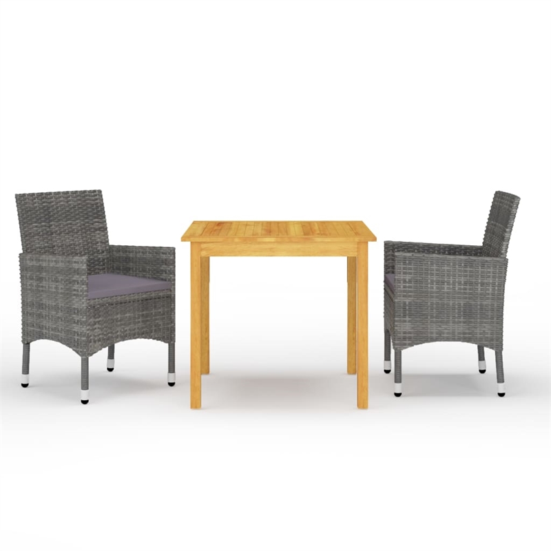 vidaXL Garden Dining Set in Gray Solid Acacia Wood Medium Ergonomic