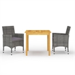 vidaXL Garden Dining Set in Gray Solid Acacia Wood Medium Ergonomic
