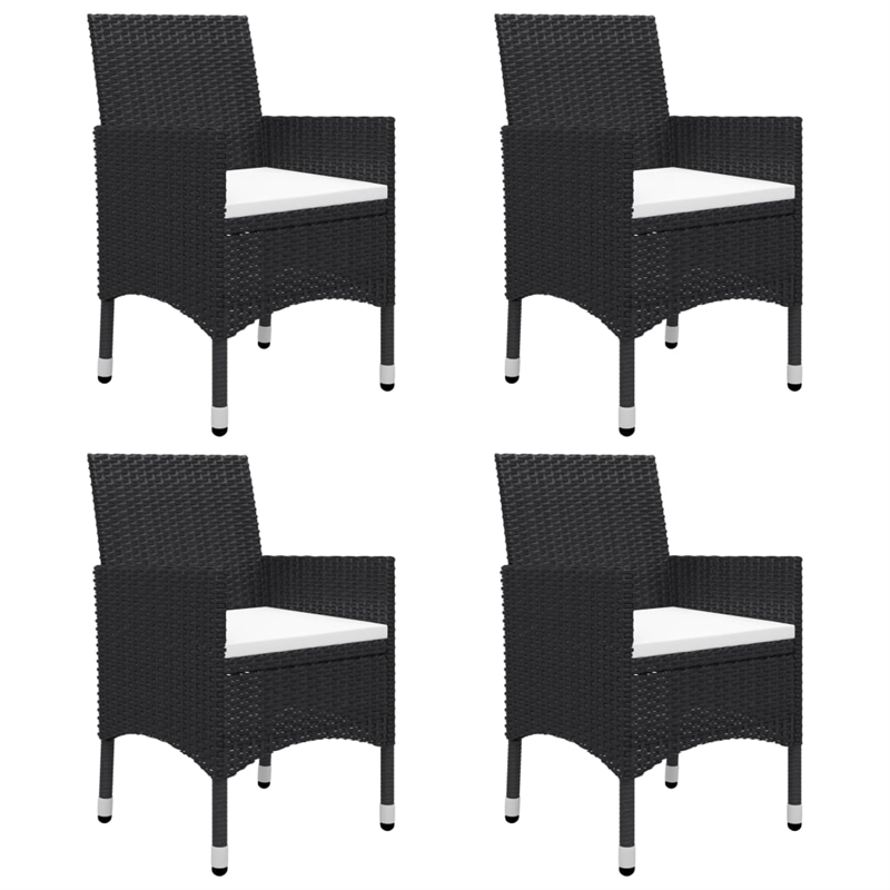 vidaXL Garden Dining Set Chair in Black/Cushion Cream White