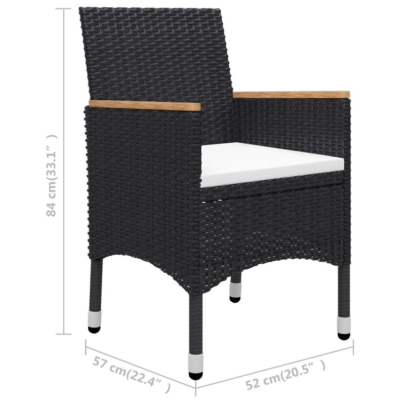 vidaXL Garden Dining Set in Black/Cream White