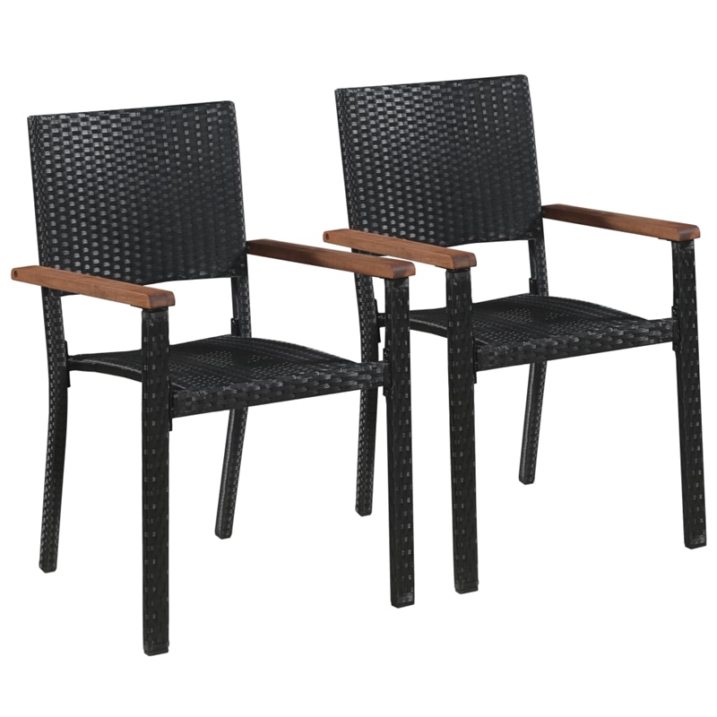 vidaXL Dining Set in Black Solid Acacia Wood Small Durable