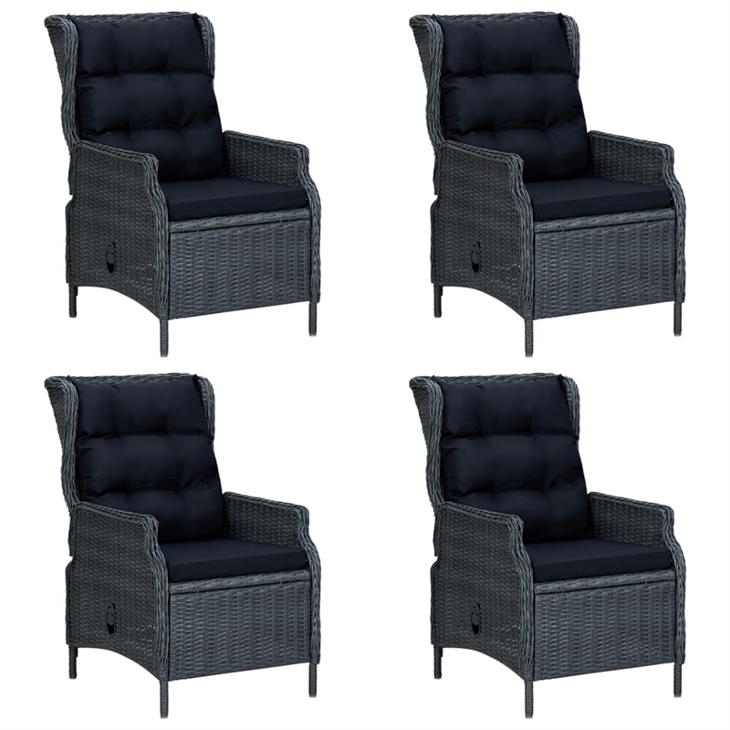 vidaXL Solid Acacia Wood Garden Dining Set in Dark Gray Table/Black Cushion