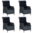 vidaXL Solid Acacia Wood Garden Dining Set in Dark Gray Table/Black Cushion