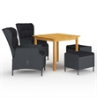 vidaXL Solid Acacia Wood Medium Patio Dining Set in Dark Gray