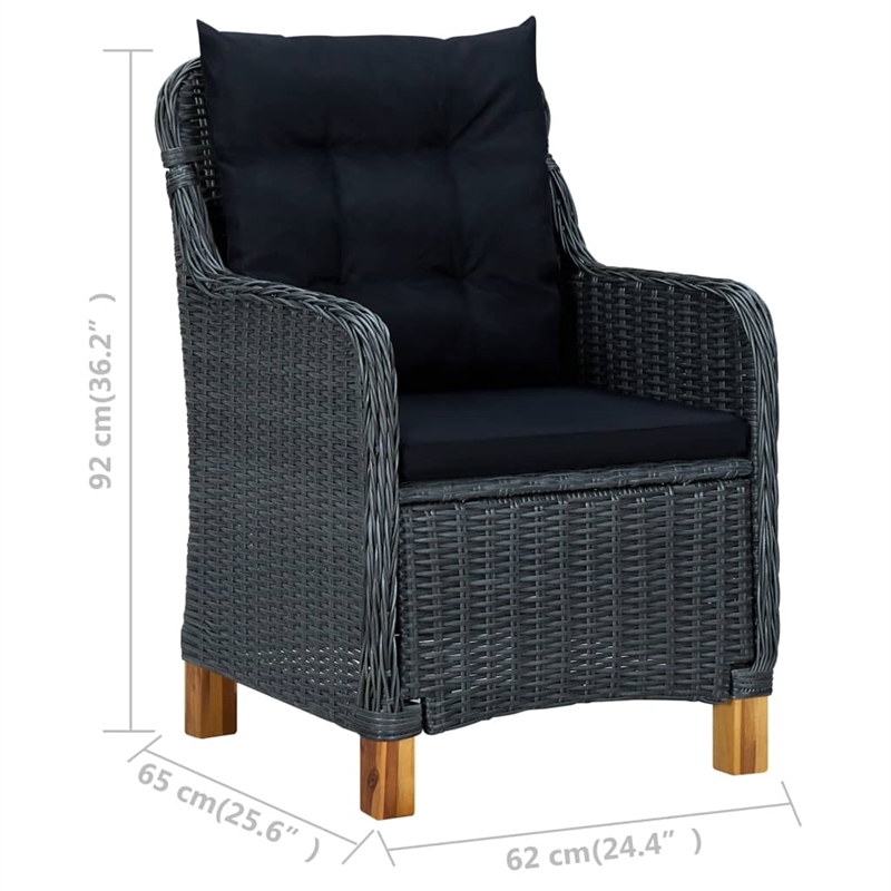 vidaXL Solid Acacia Wood Medium Garden Dining Set in Dark Gray