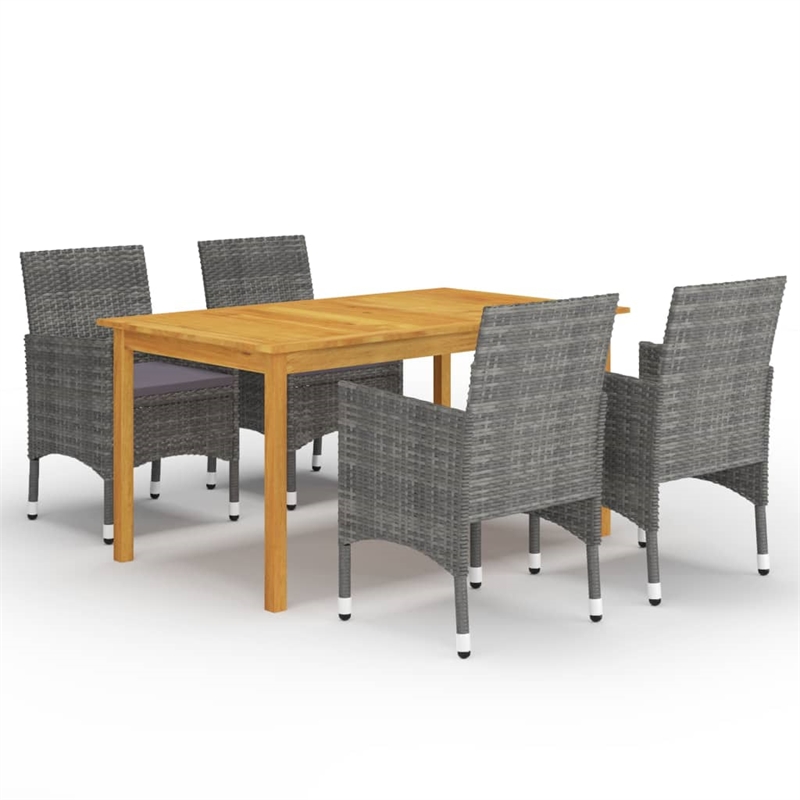 vidaXL Solid Acacia Wood Medium Durable Dining Set in Gray