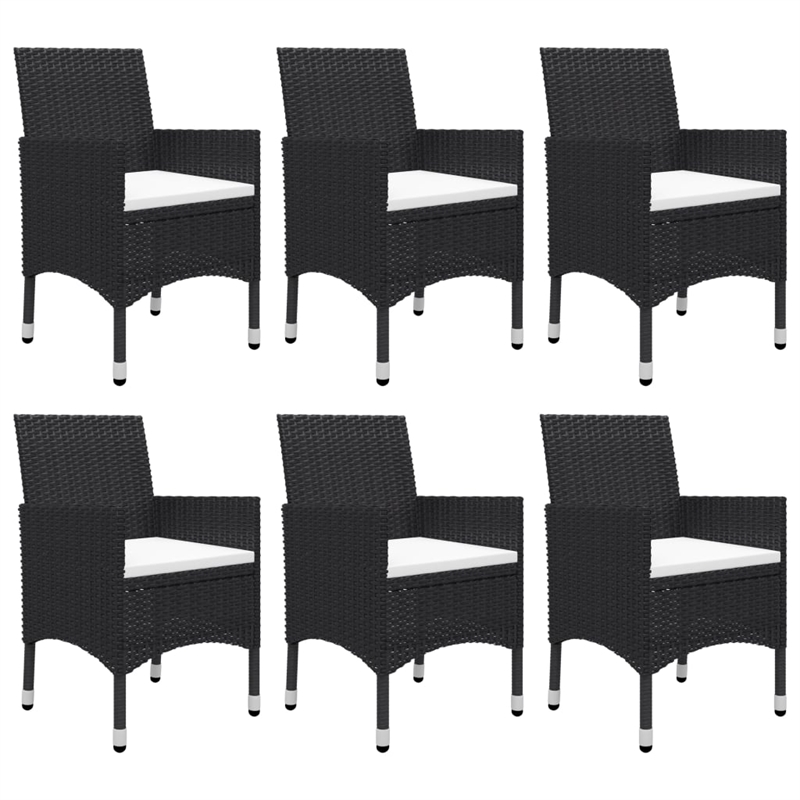 vidaXL Dining Set in Black Chairs With Cream Cushions and Wooden Table