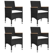 vidaXL Dining Set Table in Brown/Chairs in Black/Cushions Cream White