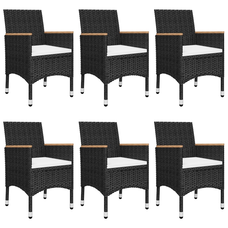 vidaXL Solid Acacia Wood Medium Ergonomic Dining Set in Black