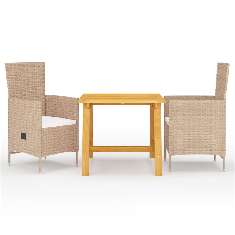 vidaXL Solid Acacia Wood Medium Garden Dining Set in Beige