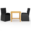 vidaXL Solid Acacia Wood Compact Square Dining Set in Black