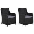 vidaXL Solid Acacia Wood Standard Removable Covers Dining Set in Black