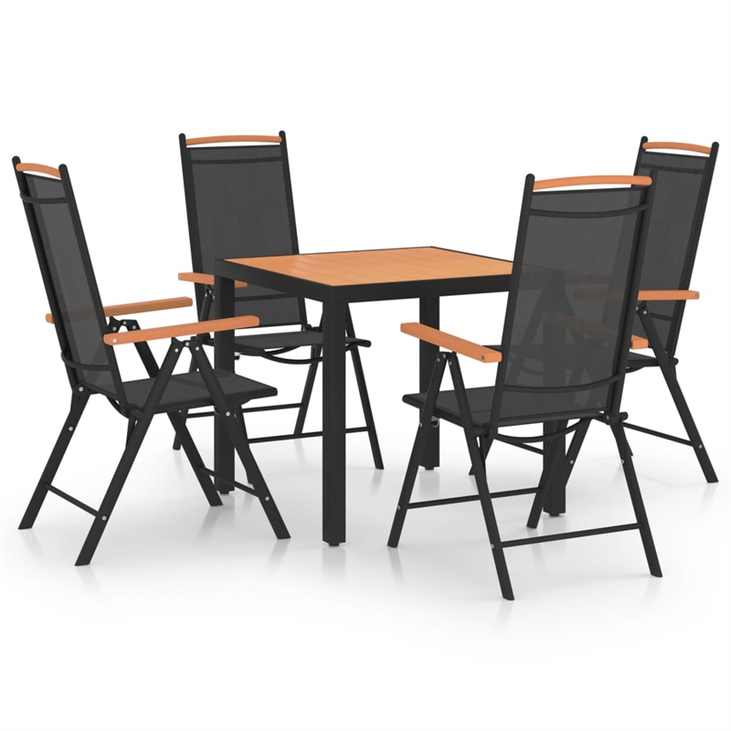 vidaXL Powder-Coated Aluminum Dining Set in Black