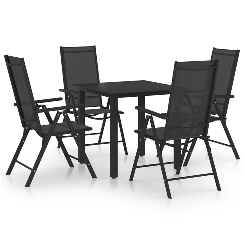 vidaXL Powder-Coated Aluminum Dining Set in Black