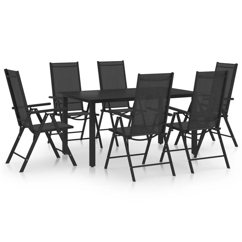 vidaXL Powder-Coated Aluminum Dining Set in Black