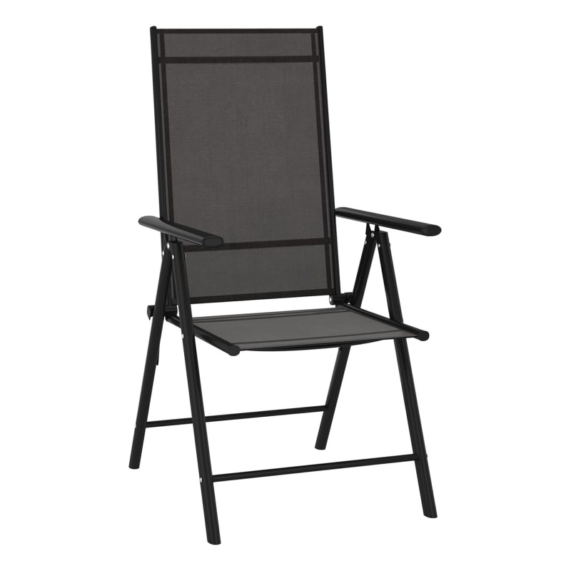 vidaXL Aluminum 10 Piece Set Adjustable Footrests Dining Set in Black