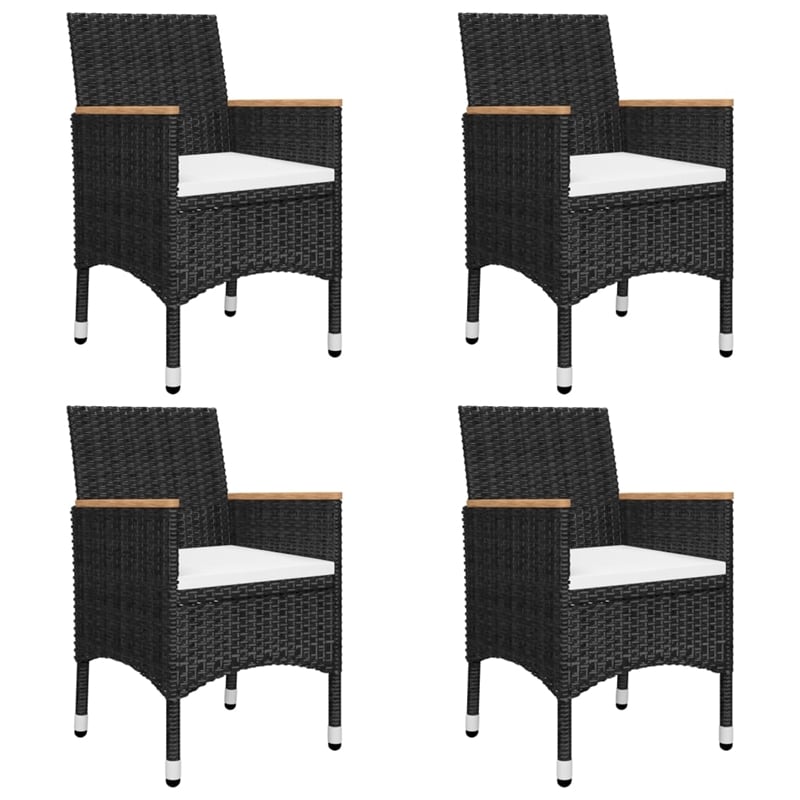 vidaXL Dining Set in Black/Cream/Natural Wood
