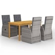 vidaXL Solid Acacia Wood Medium Garden Dining Set in Gray