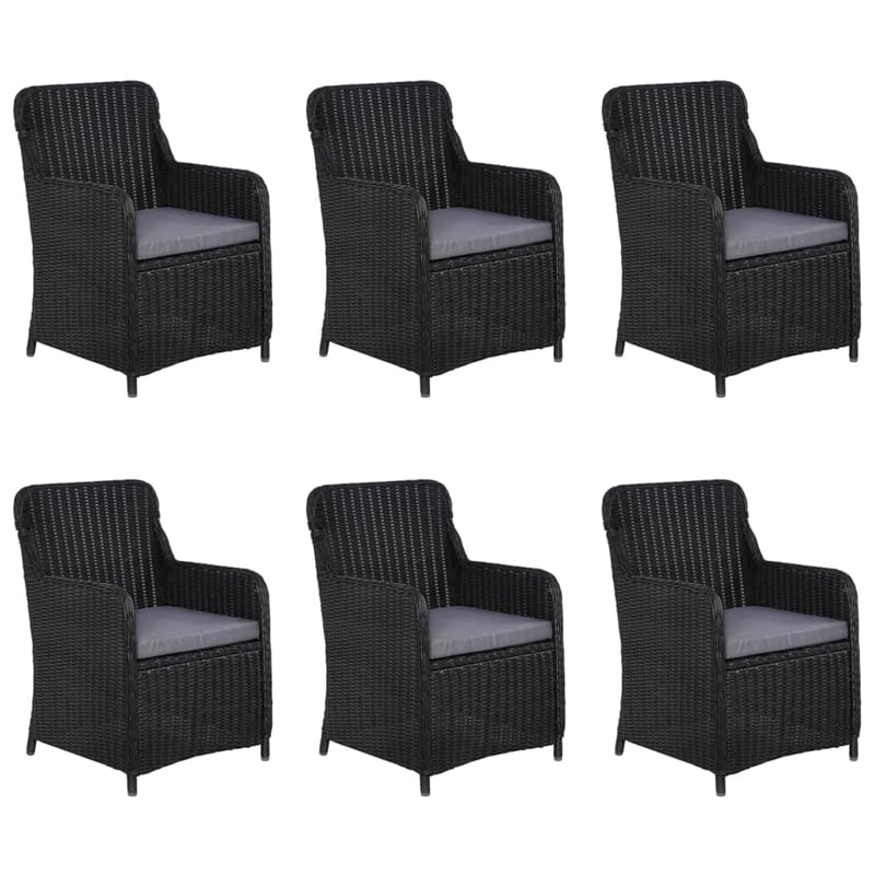 vidaXL Dining Set in Black/Dark Gray Cushions