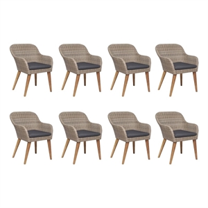 vidaXL Solid Acacia Wood 9 Piece Durable Dining Set in Brown