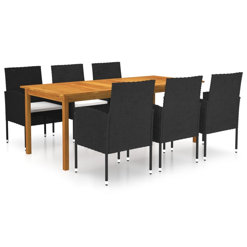 vidaXL Solid Acacia Wood Standard Garden Dining Set in Black