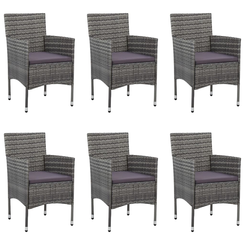 vidaXL Solid Acacia Wood/PE Rattan Standard Durable Dining Set in Gray