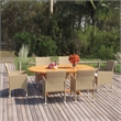vidaXL Solid Acacia Wood Medium Durable Dining Set in Beige/Cream White