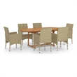 vidaXL Solid Acacia Wood Medium Durable Dining Set in Beige/Cream White