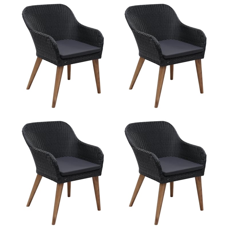 vidaXL Dining Set in Black and Dark Gray