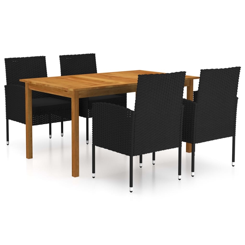 vidaXL Solid Acacia Wood Medium Garden Dining Set in Black