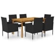 vidaXL Solid Acacia Wood Standard Durable Garden Dining Set in Black