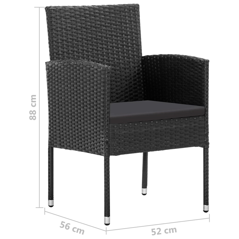 vidaXL Solid Acacia Wood Standard Durable Garden Dining Set in Black