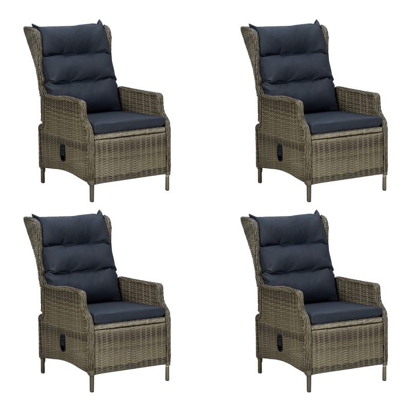 vidaXL Solid Acacia Wood Large Adjustable Armrests Dining Set in Brown