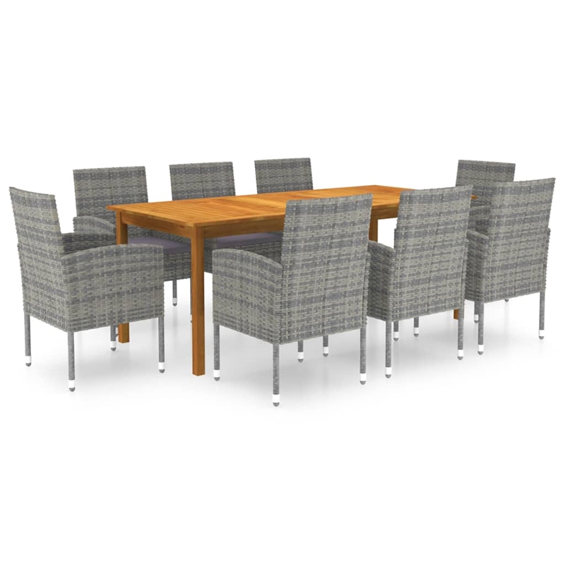vidaXL 9 Piece Garden Patio Dining Set in Gray