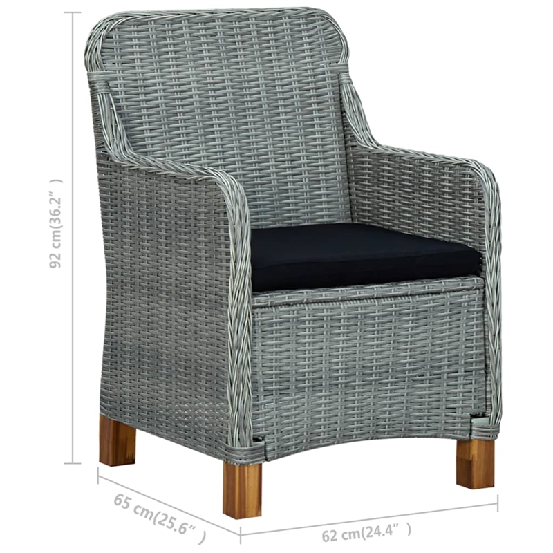vidaXL Solid Acacia Wood Large Removable Covers Dining Set in Light Gray
