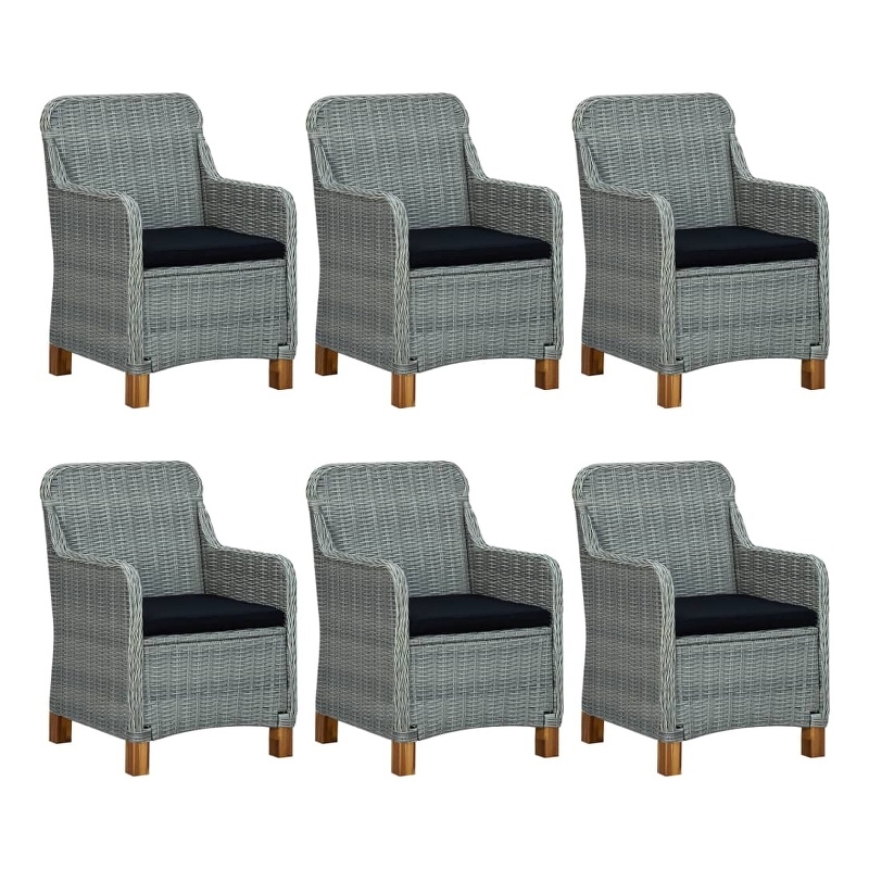 vidaXL Solid Acacia Wood Large Removable Covers Dining Set in Light Gray