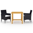 vidaXL Solid Acacia Wood Medium Durable Garden Dining Set in Black