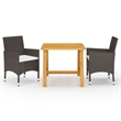 vidaXL Solid Acacia Wood Medium Durable Dining Set in Brown/Cream White