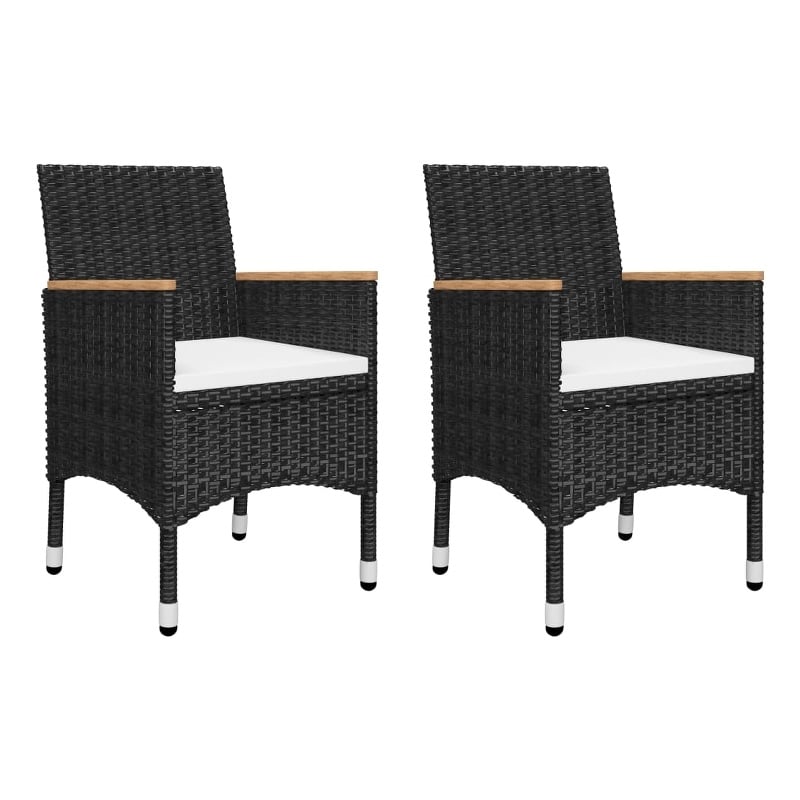 vidaXL Solid Acacia Wood 3 Piece Set Durable Dining Set in Black