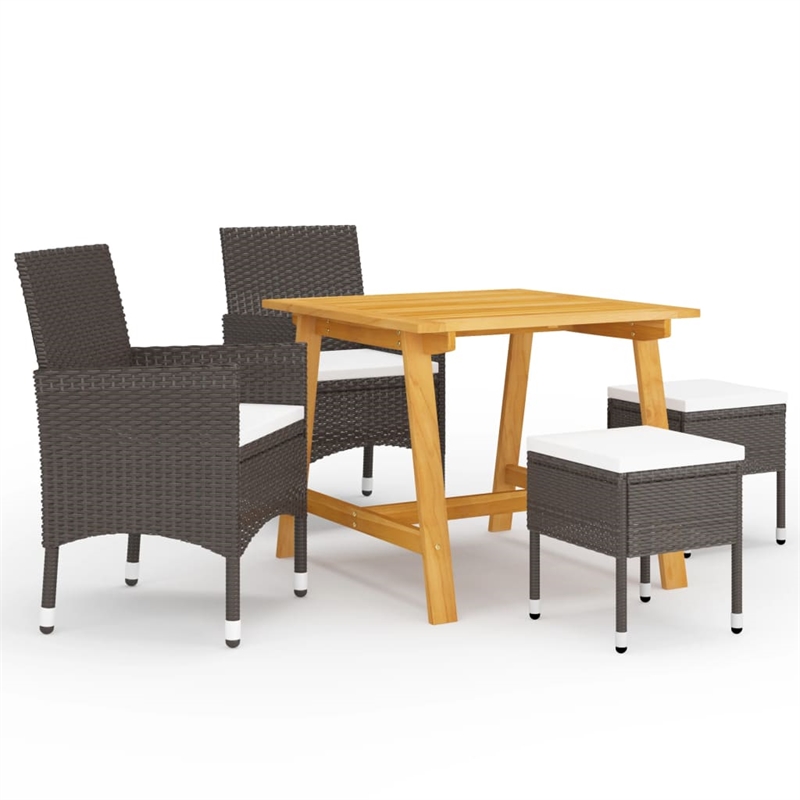 vidaXL Solid Acacia Wood Medium Durable Dining Set in Brown
