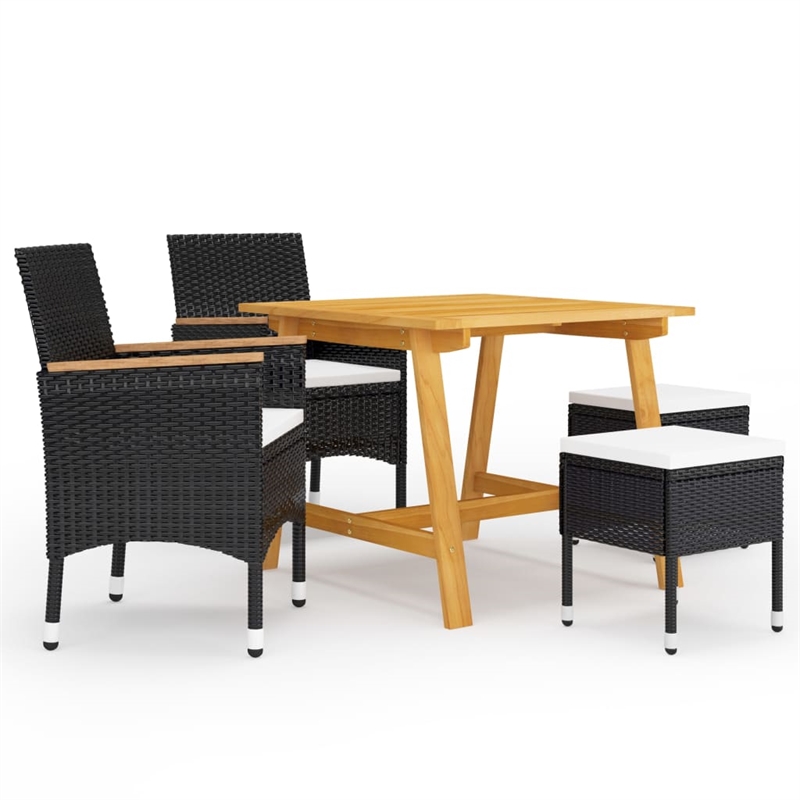 vidaXL Dining Set in Black/Cream White