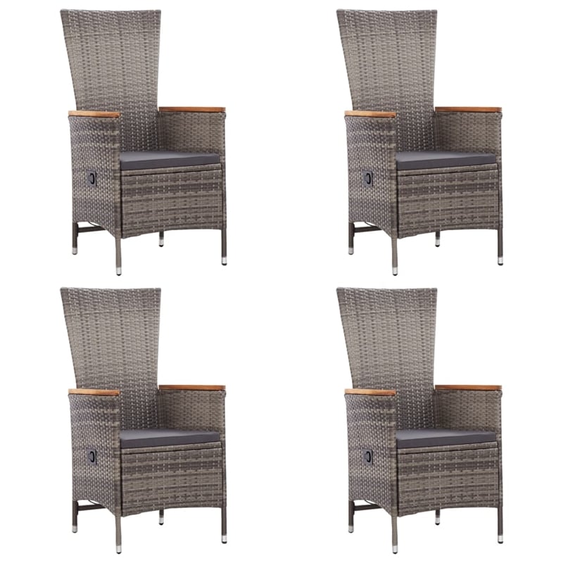 vidaXL Solid Acacia Wood & Powder-Coated Steel Dining Set in Gray