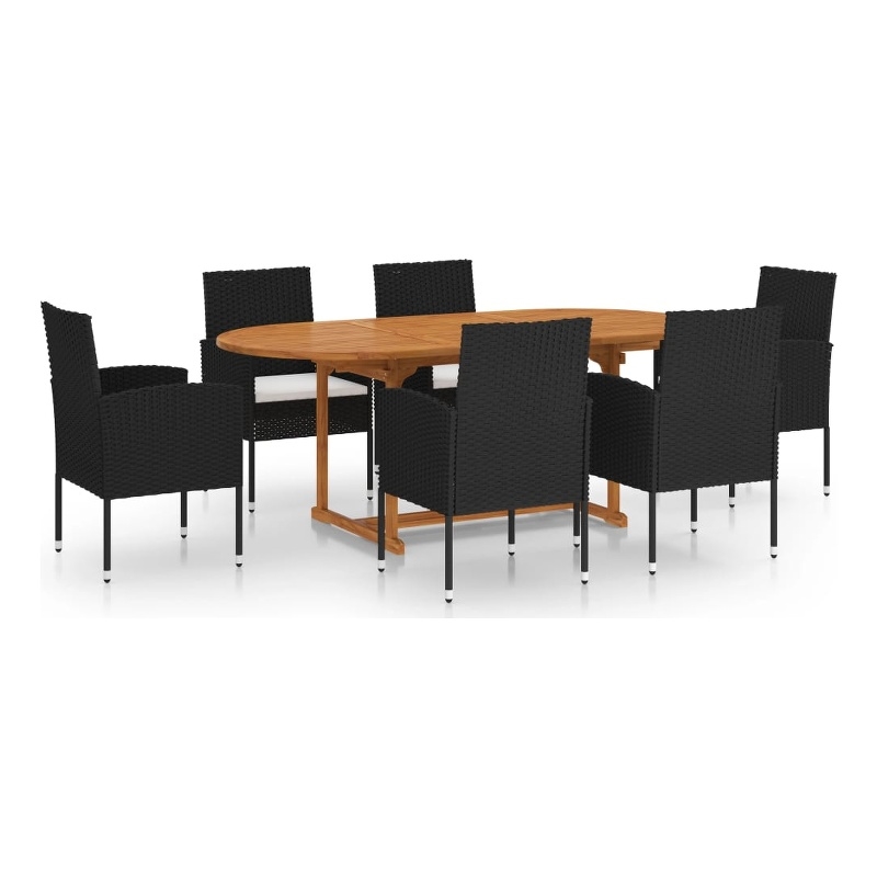 vidaXL Dining Set in Black/Cream White